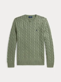 Polo Ralph Lauren miesten neulepaita Cotton Cable LS Drive Pullover, vaaleanvihreä
