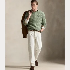 Polo Ralph Lauren miesten neulepaita Cotton Cable LS Drive Pullover, vaaleanvihreä