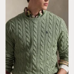 Polo Ralph Lauren miesten neulepaita Cotton Cable LS Drive Pullover, vaaleanvihreä