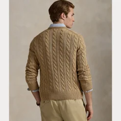 Polo Ralph Lauren miesten neulepaita Cotton Cable LS Drive Pullover, beige