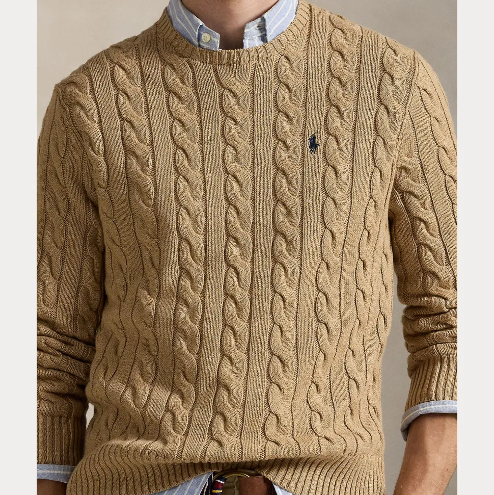 Polo Ralph Lauren miesten neulepaita Cotton Cable LS Drive Pullover, beige