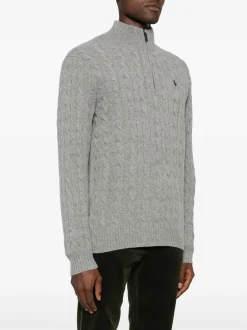 Polo Ralph Lauren Miesten Neulepusero, CABLE-KNIT WOOL-CASHMERE SWEATER Keskiharmaa
