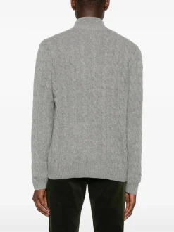 Polo Ralph Lauren Miesten Neulepusero, CABLE-KNIT WOOL-CASHMERE SWEATER Keskiharmaa