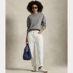 Polo Ralph Lauren naisten collegepaita Fleece Crewneck, vaaleanharmaa meleerattu