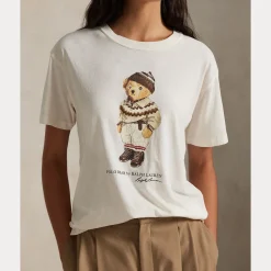 Polo Ralph Lauren naisten t-paita POLO BEAR, Luonnonvalkoinen