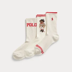 Polo Ralph Lauren naisten sukat POLO BEAR SOCK-3 PACK, monivärinen kuosi