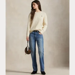 Polo Ralph Lauren naisten neulepusero, SWEATHER PULLOVER Luonnonvalkoinen