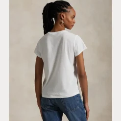 Polo Ralph Lauren naisten t-paita, NEW RLTPP-SHORT SLEEVE-T-SHIRT Valkoinen