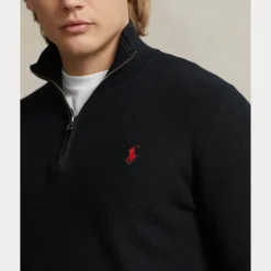 Polo Ralph Lauren puolivetoketjullinen neule, POLO HALF ZIP Musta