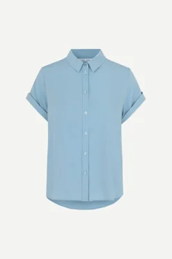 Samsoe and Samsoe, Naisten Lyhythihainen Kauluspaita, Majan Ss Shirt 9942 Vaaleansininen