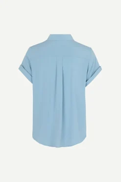Samsoe and Samsoe, Naisten Lyhythihainen Kauluspaita, Majan Ss Shirt 9942 Vaaleansininen