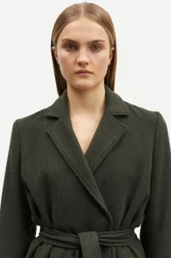 Samsoe and Samsoe Naisten Villakangastakki, ASTRID COAT 11104 Armeijanvihreä