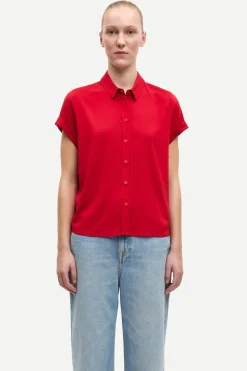Samsoe and Samsoe, Naisten Lyhythihainen Kauluspaita, Majan Ss Shirt 9942 Punainen