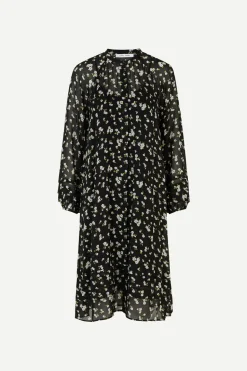 Samsoe and Samsoe Naisten Mekko, Elma shirt dress aop 9695 Musta Kuosi