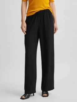 Selected Femme housut, SLFTINNI-RELAXED MW WIDE PANT Musta
