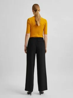 Selected Femme housut, SLFTINNI-RELAXED MW WIDE PANT Musta