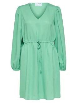 Selected Femme mekko, SLFVIVA LS SHORT LINEN DRESS Vihreä