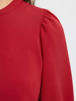 Selected Femme naisten collegepaita SLFTENNY 3/4 SWEAT TOP NOOS, Equestrian Red