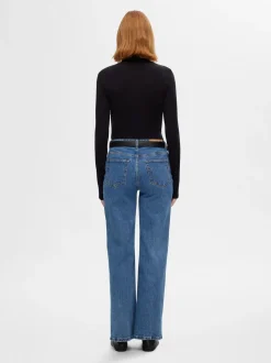 Selected Femme naisten farkut, SLFALICE HW WIDE LONG WING BLU JEANS Indigo