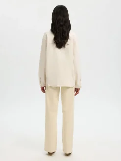 Selected Femme naisten farkkupaita SLFRELAXED Ebba Denim Shirt, egret