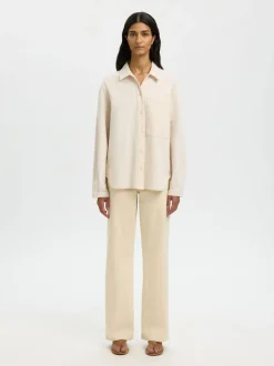 Selected Femme naisten farkkupaita SLFRELAXED Ebba Denim Shirt, egret