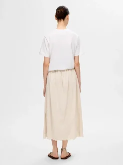 Selected Femme naisten hame, SLFMELLI HW ANKLE SKIRT Hiekka
