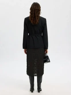 Selected Femme naisten hame, SLFMARION HW MIDI SKIRT B Black