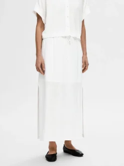Selected Femme naisten hame, SLFVIVA HW ANKLE SKIRT Valkoinen