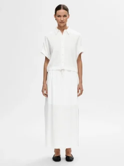 Selected Femme naisten hame, SLFVIVA HW ANKLE SKIRT Valkoinen