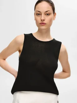 Selected Femme naisten hihaton toppi, SLFMOON SUS SL KNIT TOP Musta