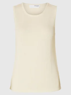 Selected Femme naisten hihaton toppi, SLFMOON SUS SL KNIT TOP Luonnonvalkoinen