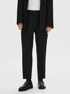 Selected Femme Naisten Housut, SLFRITA-RIA MW CROPPED PANT NOOS Black