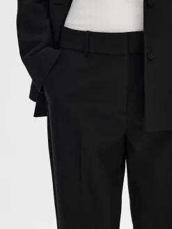 Selected Femme Naisten Housut, SLFRITA-RIA MW CROPPED PANT NOOS Black