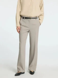 Selected Femme naisten housut, SLFRITA MW WIDE PANT MEL NOOS Island Fossil Melange