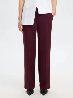 Selected Femme naisten housut, SLFRITA MW WIDE PANT MEL NOOS Fig Melange