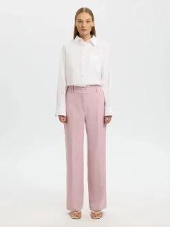 Selected Femme naisten housut AD-SLFRITA MW Wide Pant Mel, vaaleanpunainen