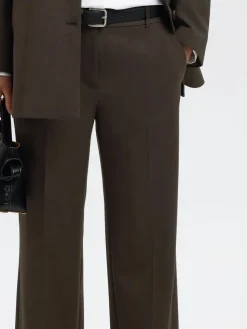 Selected Femme naisten housut SLFRITA MW WIDE PANT MEL NOOS, Delicioso melange