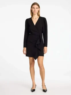 Selected Femme Naisten Mekko, SHORT RUFFLE DRESS Musta