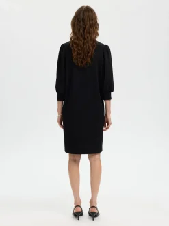 Selected Femme naisten mekko SLFTENNY 3/4 SHORT SWEAT DRESS NOOS, musta