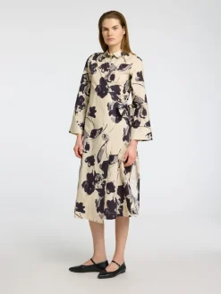 Selected Femme naisten mekko, SLFAVIANA LS AOP MIDI WRAP DRESS Valkopohjainen Kuosi