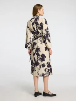 Selected Femme naisten mekko, SLFAVIANA LS AOP MIDI WRAP DRESS Valkopohjainen Kuosi