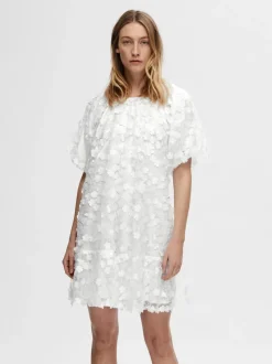 Selected Femme Naisten Mekko SLFALBERTA 2/4 DRESS Valkoinen