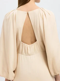 Selected Femme naisten mekko, SLFLAURINA 3/4 SHORT OPEN BACK DRESS Luonnonvalkoinen