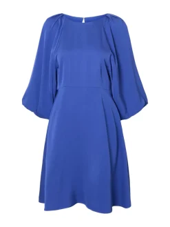 Selected Femme naisten mekko, SLFLAURINA 3/4 SHORT OPEN BACK DRESS Sininen