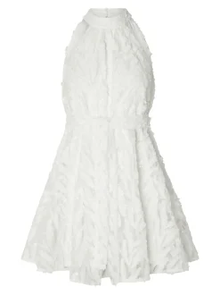 Selected Femme Naisten Mekko, SLFFLORITA SL HALTERNECK SHORT DRESS Luonnonvalkoinen
