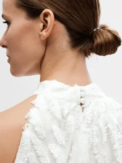 Selected Femme Naisten Mekko, SLFFLORITA SL HALTERNECK SHORT DRESS Luonnonvalkoinen