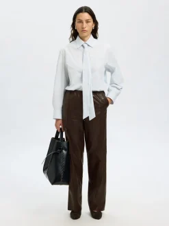 Selected Femme naisten nahkahousut, SLFBODA HW LEATHER PANT Delicioso