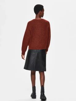 Selected Femme, Naisten Neuletakki, Lulu LS Knit Short Cardigan Poltettu Oranssi