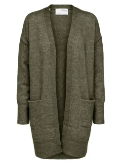 Selected Femme Naisten Neuletakki Lulu New Knit Long Cardigan Armeijanvihreä