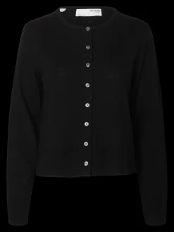 Selected Femme Naisten Neuletakki, SLFThea LS Knit Merino Cardigan Noos Black